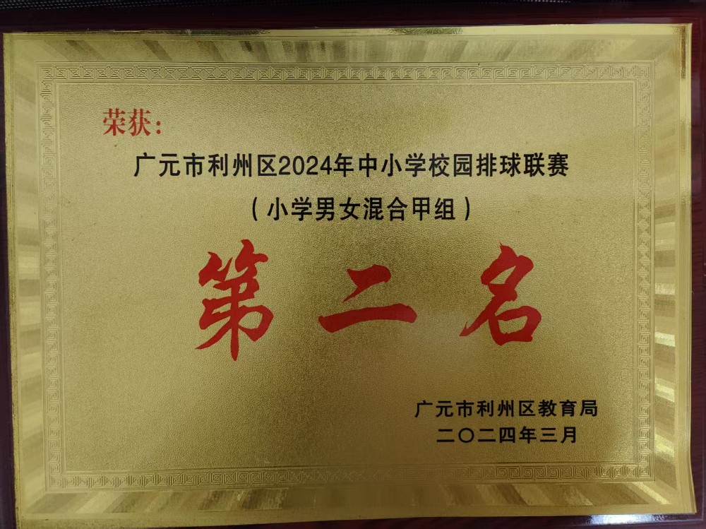 利州区2024年中小学校园排球联赛小学男女混合甲组  第二名